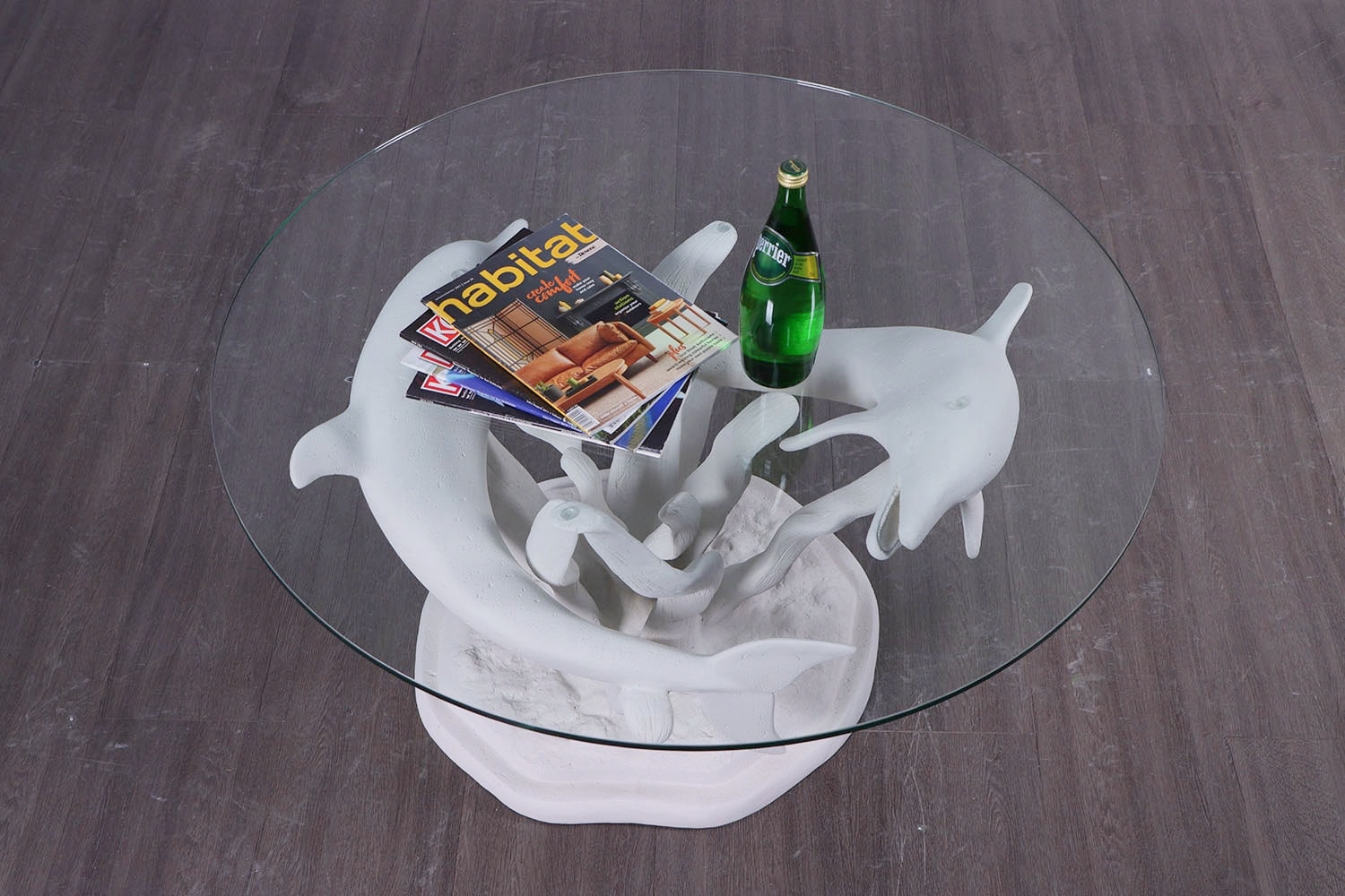 Beautiful Swimming Dolphins Coffee Table in a Whitestone Finish With ...
