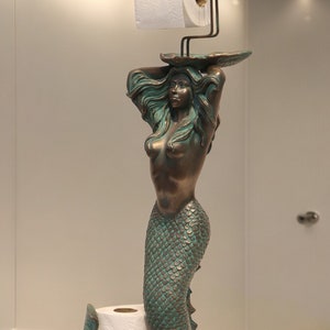 Unique Mermaid Toilet Roll Holder Bronze Finish 29.75"Hx12.25x11.25