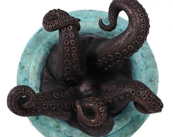 16″ Under the Sea Octopus Shipwreck and Imperial Bronze Finish Wall Sculpture