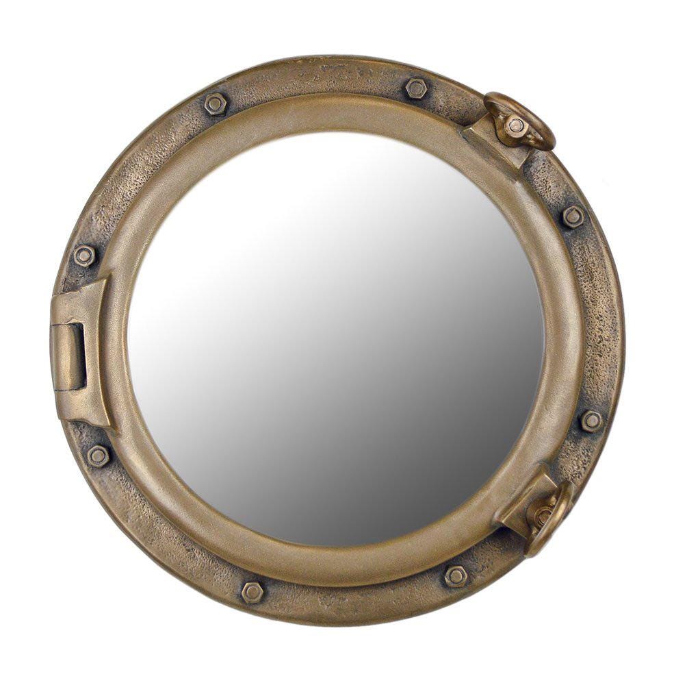 20" Porthole Mirror Antique Brass Finish Wall Mount