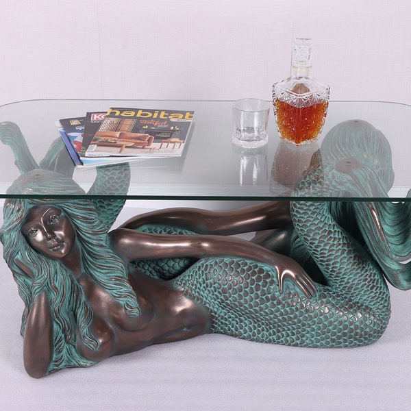Mermaid twins LARGE coffee table in verde bronze finish