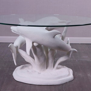 Beautiful Swimming Dolphins Coffee Table in a Whitestone Finish With ...