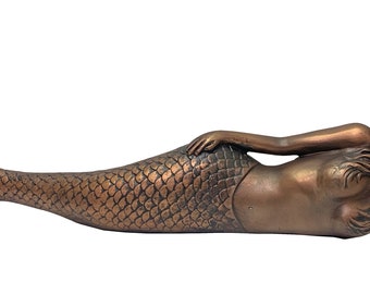25&quot;L Copper finish Little Dreamy Lying Mermaid