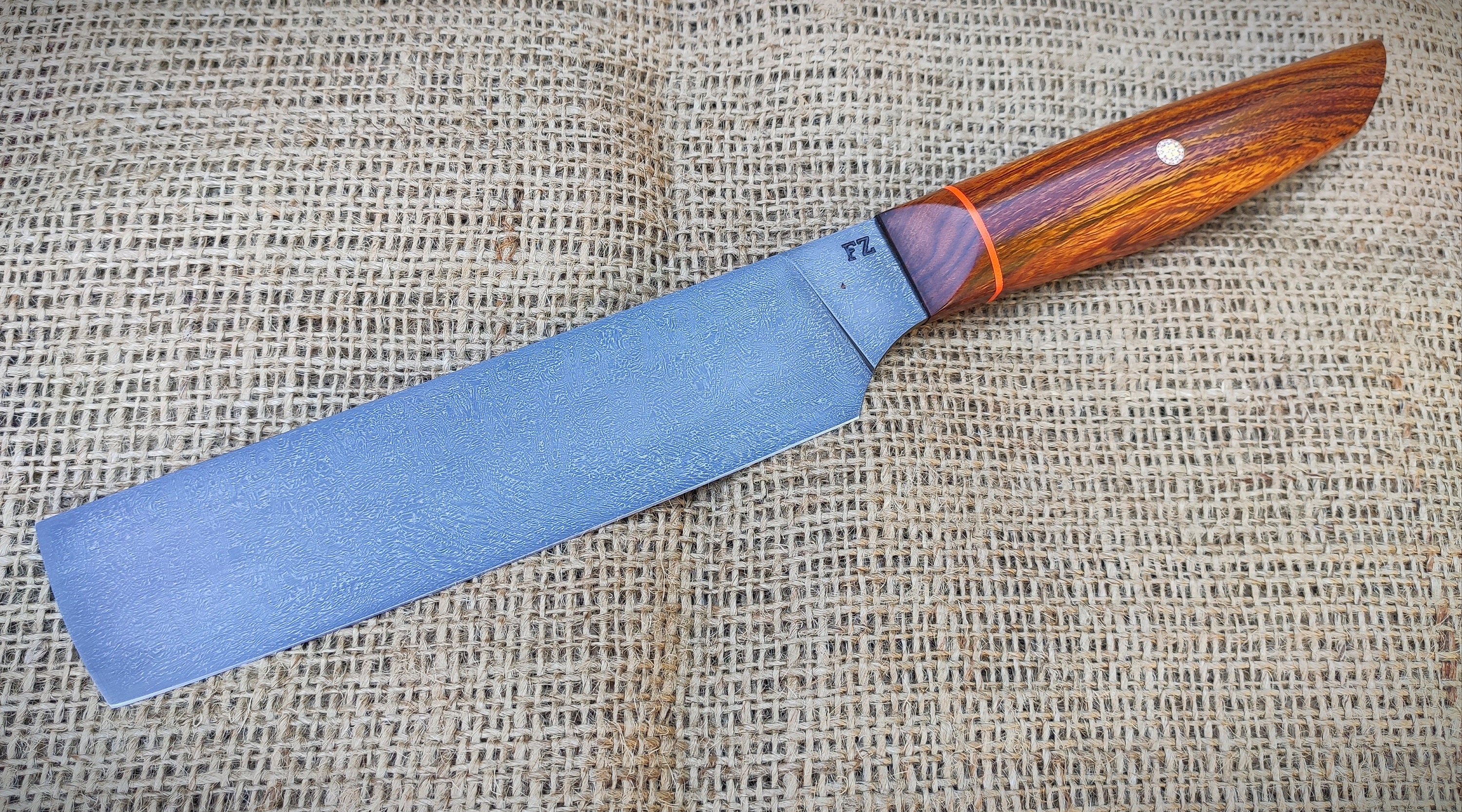 Japanese Nakiri knife is made of wootz steel. Etsy