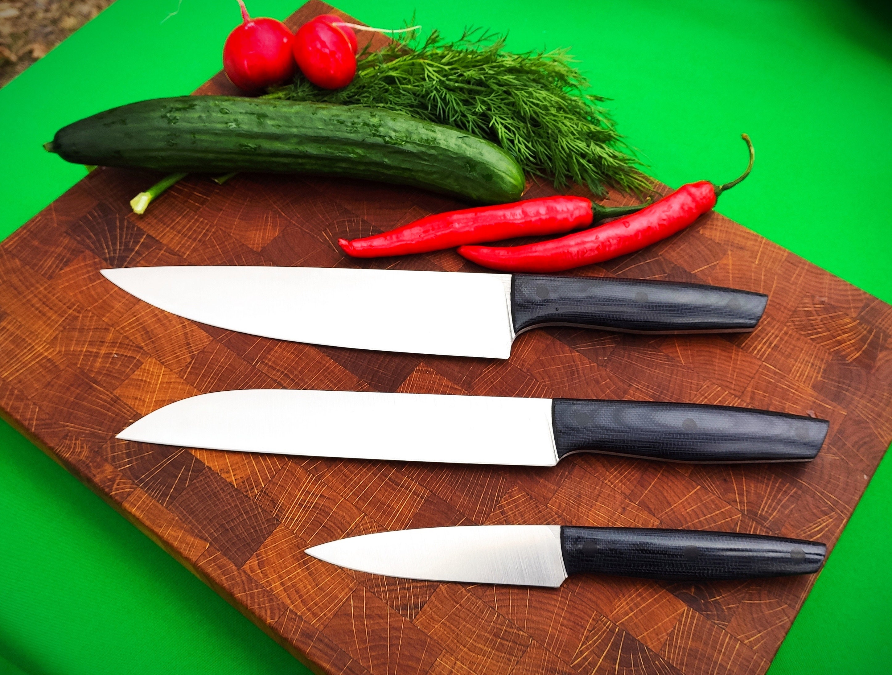 Set of handmade kitchen knives chef knife knife santoku Etsy