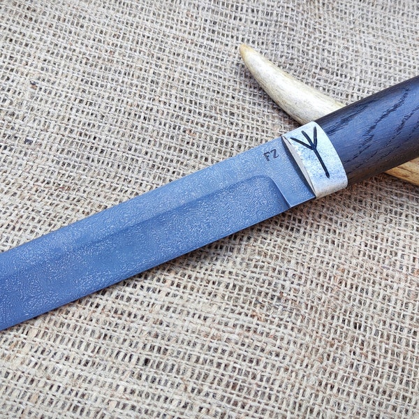 Viking knife (Seax). Crucible steel knife. Wootz steel knife.