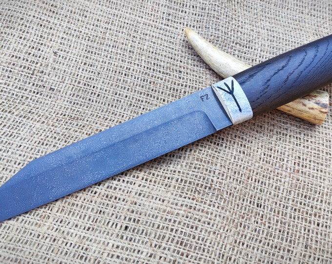 Viking Knife seax. Crucible Steel Knife. Wootz Steel Knife. Etsy