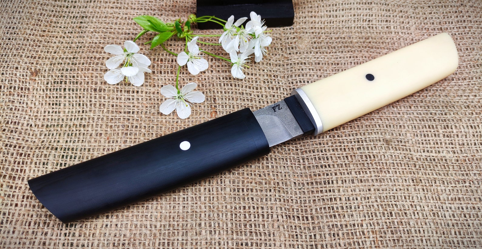 Knife Tanto Kaiken YinYang. made of crucible steel Wootz Etsy