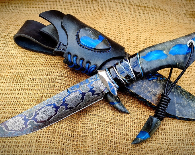 Amazing Mosaic Damascus Knife Etsy