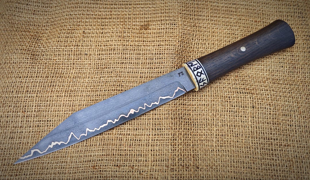 Viking Knife seax Made of Wootz Steel With San Mai Technology Etsy