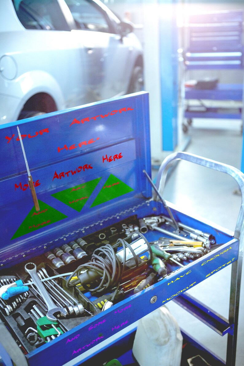 Download Blue Toolbox Decal Vinyl Mockup Psdt File With 5 Art Etsy