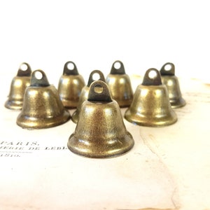 8 Bells, Set of 8 Brass colored iron metal Witch bells, bell supplies, Christmas Decoration, Jingle Bells, Pet Pendants, Bells for Festival