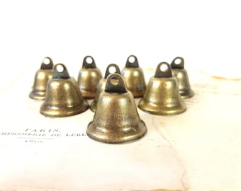 8 Bells, Set of 8 Brass colored iron metal Witch bells, bell supplies, Christmas Decoration, Jingle Bells, Pet Pendants, Bells for Festival