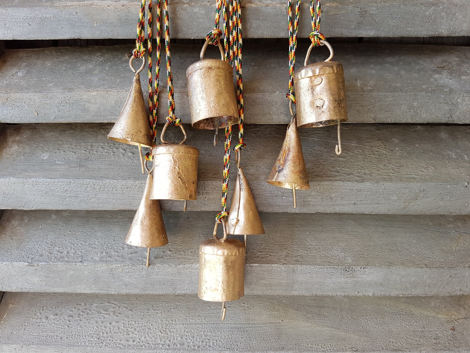 Mixed set of 8 cow bells rustic gold bronze copper look Noah Etsy Polska
