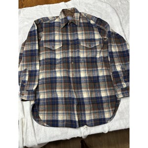 Vintage 70s -80 Pendleton Board Shirt Mens Plaid Woodcutter 100% Wool USA Large image 1