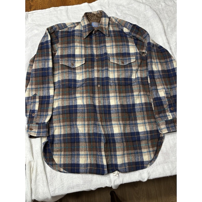 Vintage 70s -80 Pendleton Board Shirt Mens Plaid Woodcutter 100% Wool USA Large image 1
