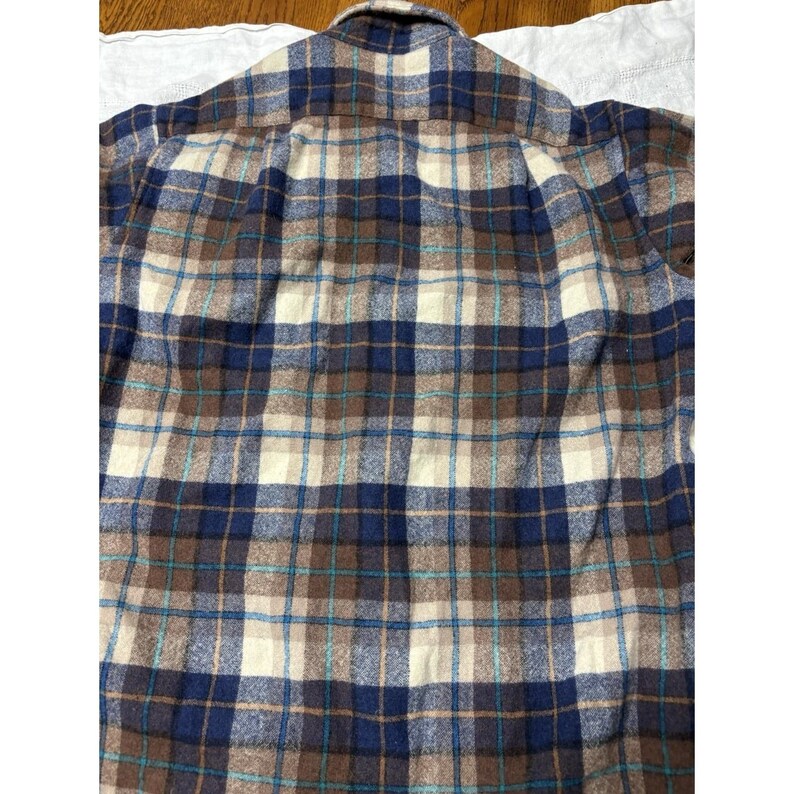 Vintage 70s -80 Pendleton Board Shirt Mens Plaid Woodcutter 100% Wool USA Large image 14