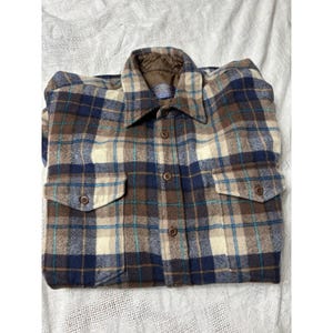Vintage 70s -80 Pendleton Board Shirt Mens Plaid Woodcutter 100% Wool USA Large image 17