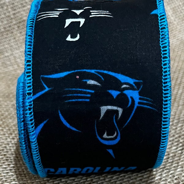 2.5 in wide 3 yds long Carolina Panthers wired ribbon
