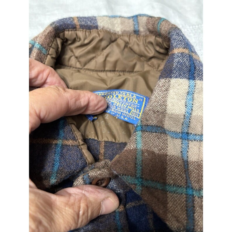 Vintage 70s -80 Pendleton Board Shirt Mens Plaid Woodcutter 100% Wool USA Large image 9