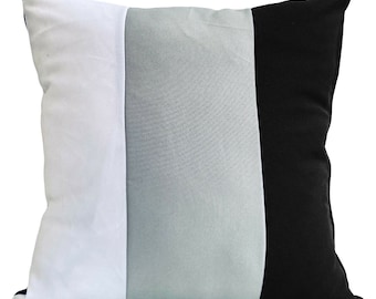 Large Set Of 4 Three Tone Scatter Cushions + Covers 21"x21" Black/Grey/White