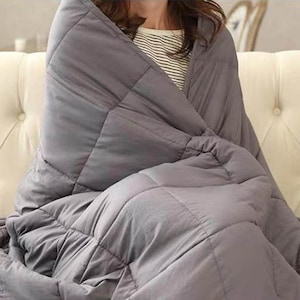 Weighted Blanket Insomnia Sleep Disorder Blanket Sensory Anxiety Throw Silver Grey King Bedding Duvet image 1