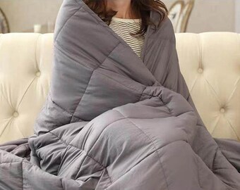 Weighted Blanket Insomnia Sleep Disorder Blanket Sensory Anxiety Throw Silver Grey King Bedding Duvet