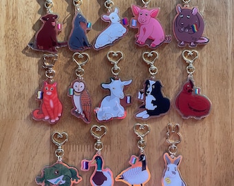 The Pride Barn LGBTQ+ Farm Animal Themed Acrylic Keychains