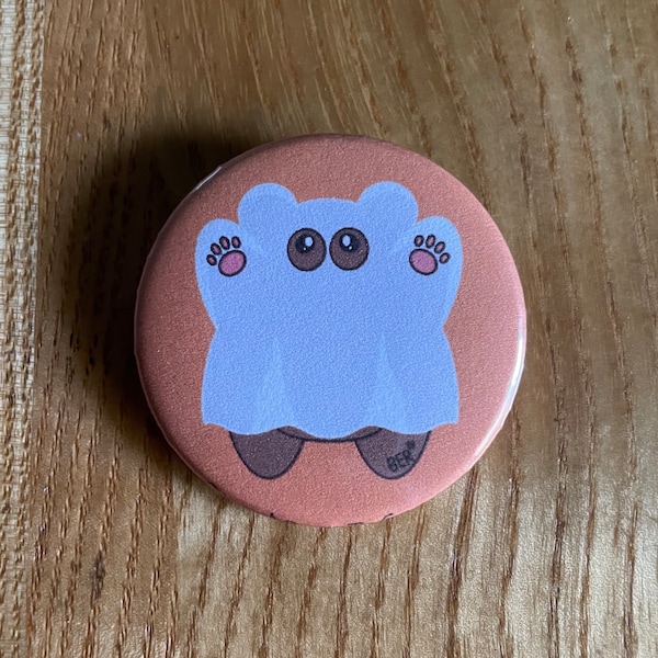 Chibi Ghost Bear Pinback Button