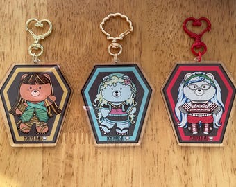 Porte-clés acrylique monstre ours monstre école