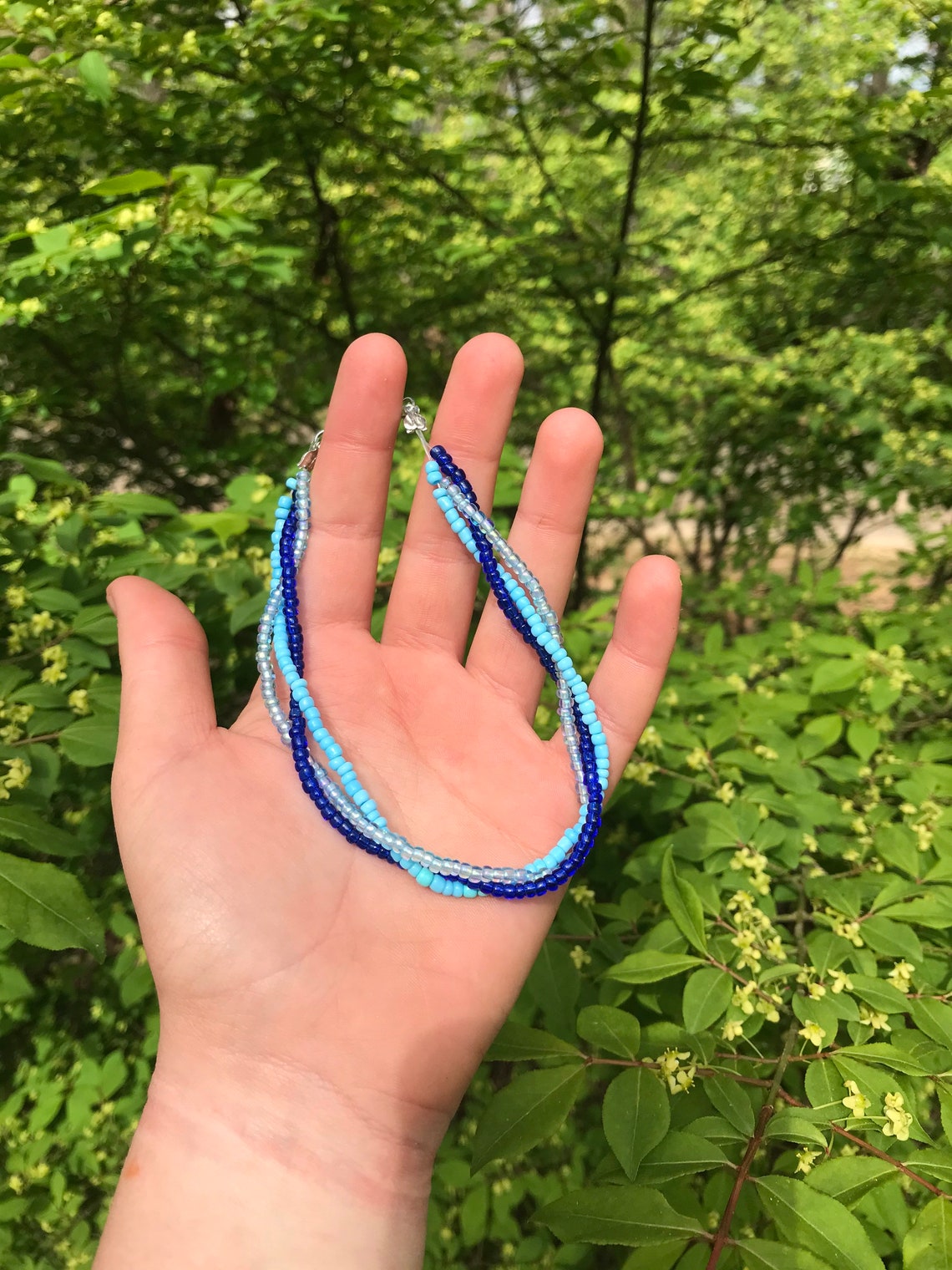 Ocean Waves Blue Beaded Anklet Etsy