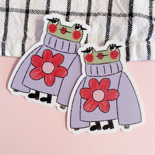 Flower Jumper Frog - Die Cut Vinyl Sticker