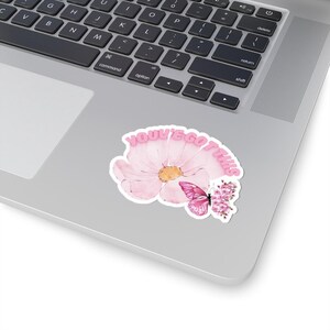 Adesivi a forma di fiore con taglio a bacio / Decorazioni con affermazioni positive / Adesivi estetici carini per diario, laptop, bottiglia d'acqua