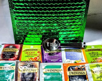 Verschiedene Grün-, Schwarz-, Frucht- und Kräuterteeaufgüsse - 30er-Pack mit Teebeutelpresse aus Edelstahl, Premium-Tee-Sampler-Vielfalt
