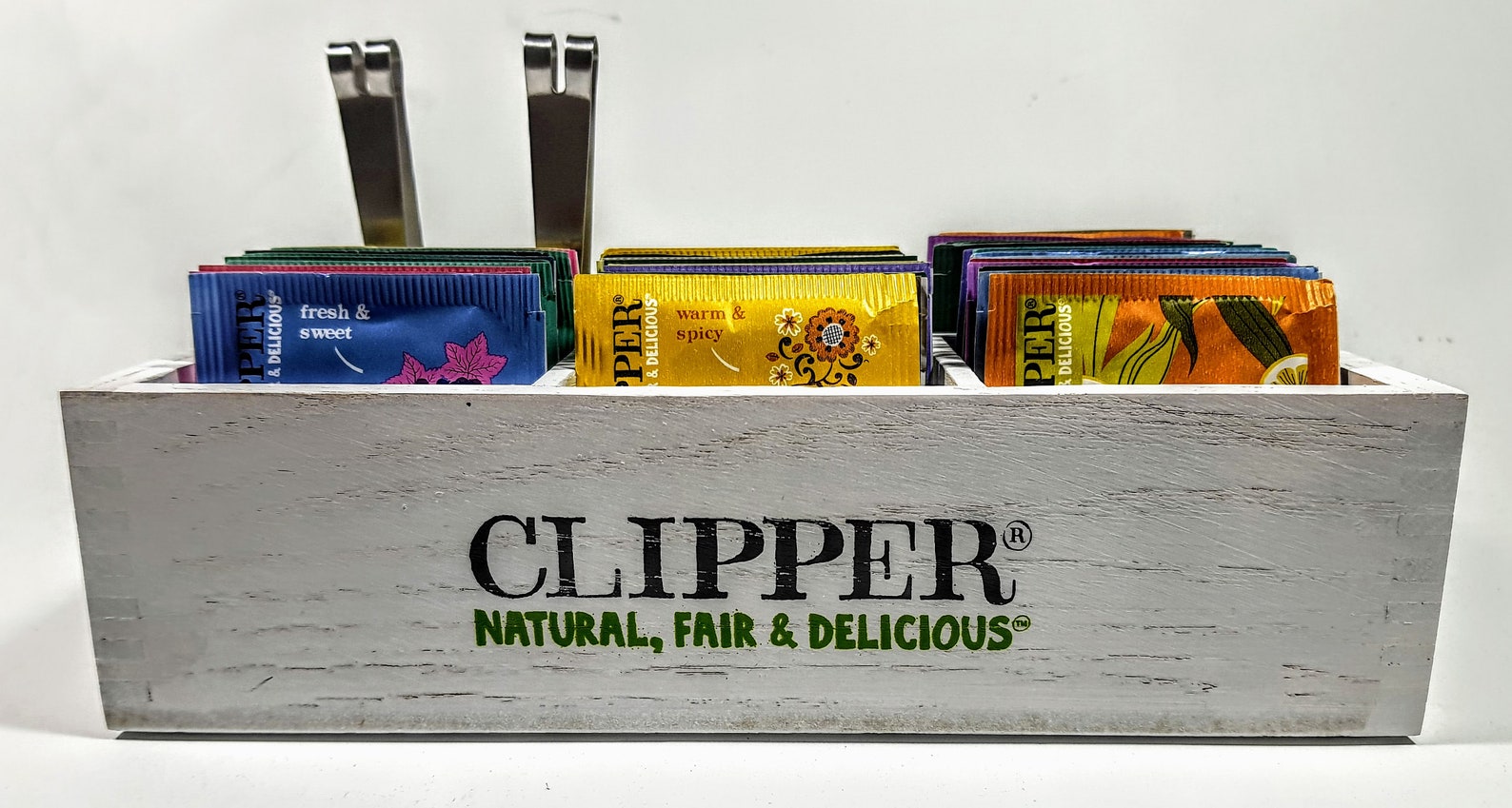 Clipper Tea Stand Box With 100 Assorted Fairtrade Enveloped Tea Bags