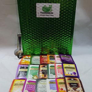 Twinings 30 Varieties, 50 Teabag Assorted Teas Selection Pack. Stainless Steel Teabag Squeezer.