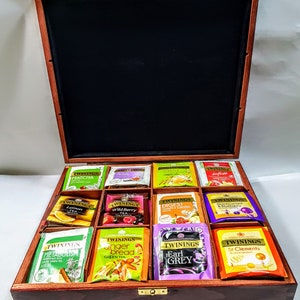 12 Compartiment Thee kist Box Caddy met 80 Twinings Enveloppen Theezakjes. Zwart, groen, fruit, kruidenthee. 48 Smaken