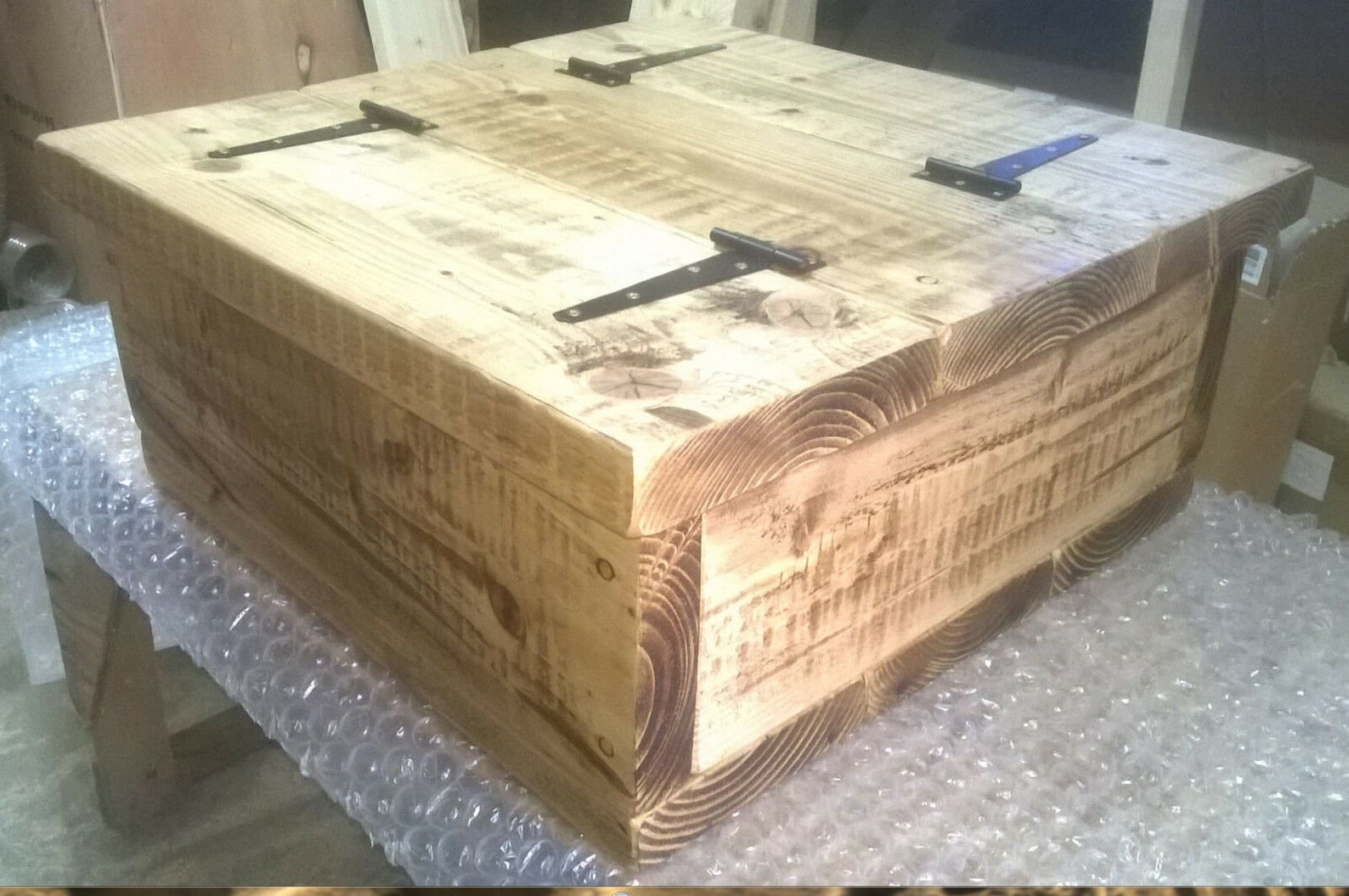 Square Storage Chest Large Coffee Table Solid Pine Wood Etsy UK