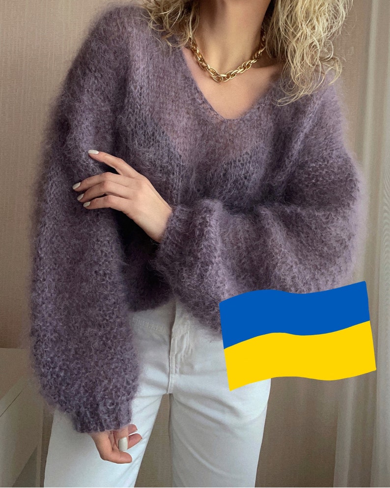 Knitting Pattern Sweater V Neck Knitting Pattern Mohair Etsy UK