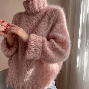 Knitting Pattern Mohair Sweater, Sweater Pattern, Mohair sweater, Alpaca sweater pattern, Easy pattern, Mohair chunky sweater knit pattern image 1