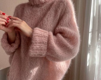 Knitting Pattern Mohair Sweater, Sweater Pattern, Mohair sweater, Alpaca sweater pattern, Easy pattern, Mohair chunky sweater knit pattern