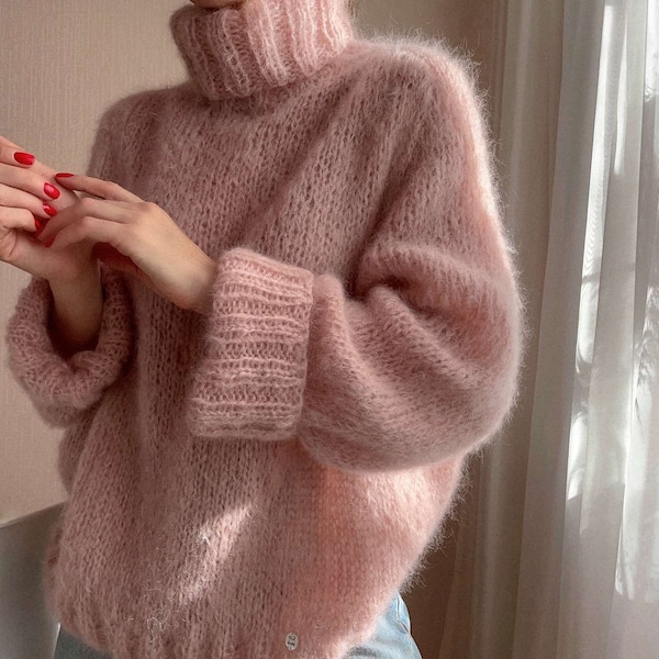 Knitting Pattern Mohair Sweater, Sweater Pattern, Mohair sweater, Alpaca sweater pattern, Easy pattern, Mohair chunky sweater knit pattern