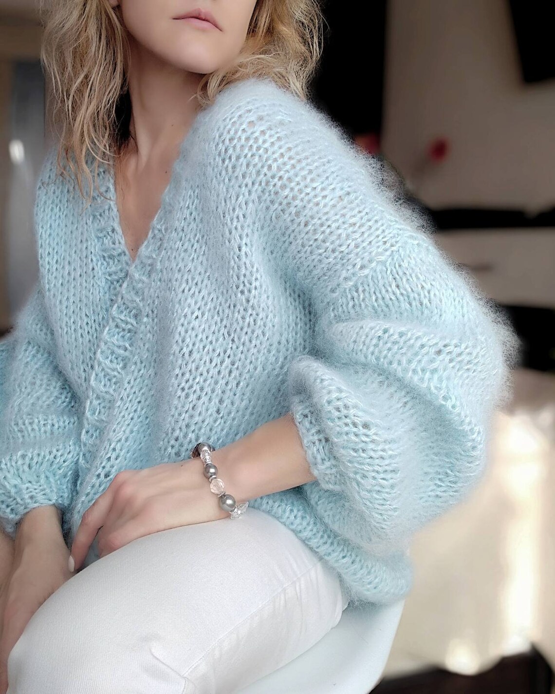 Knitting Pattern Mohair Cardigan Easy Cardigan Knitting Etsy