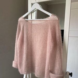 English Pattern, Knitting Pattern Mohair Sweater Cold Shoulder Sweater Mohair knit sweater Easy knitting pattern Oversized knit sweater