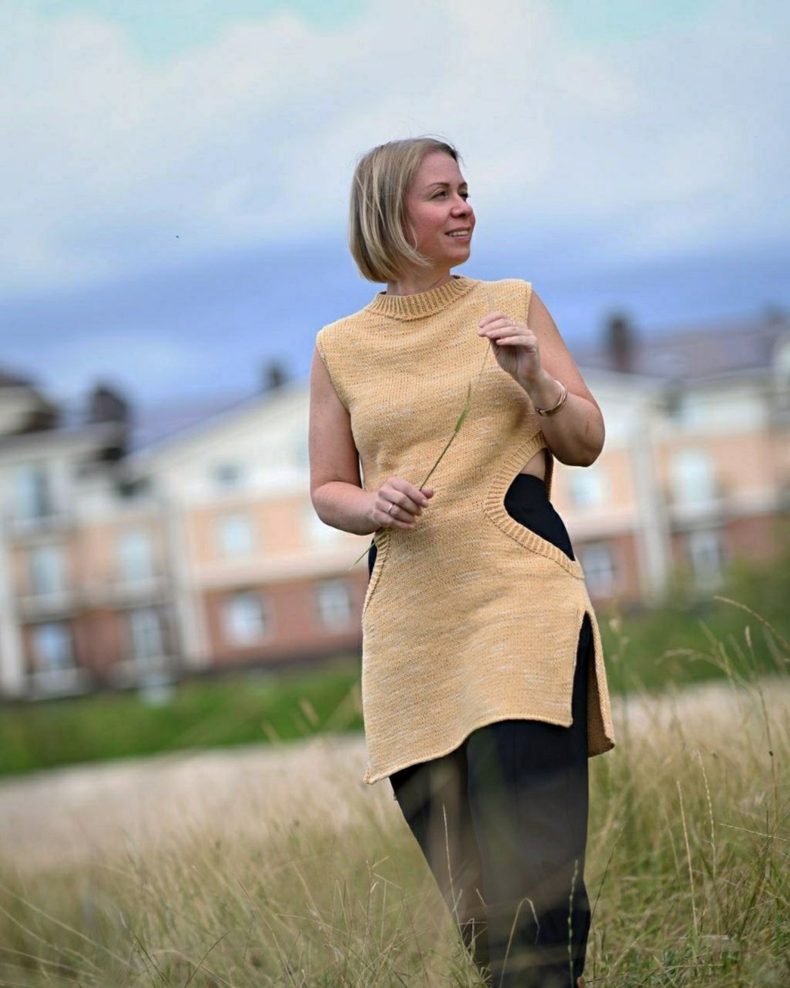 Knitted Dress Pattern Women Sleeveless Womens Cutout Dress Etsy