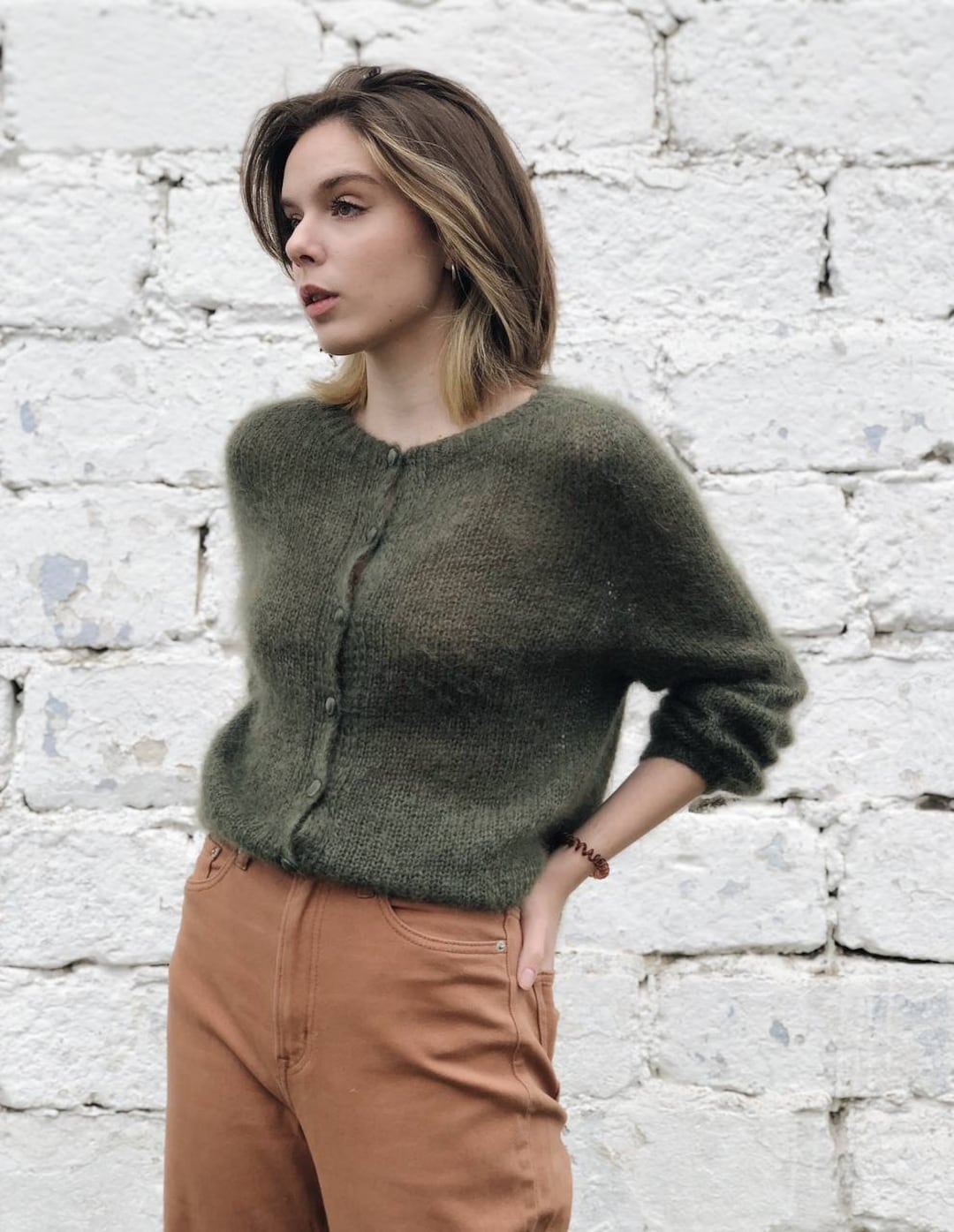 English Pattern, Knitting Pattern Cardigan Mohair Cardigan