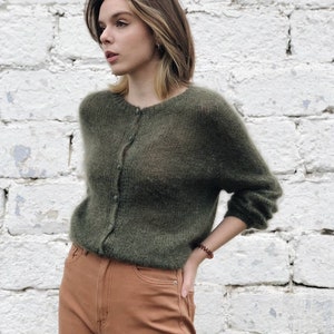English Pattern, Knitting pattern cardigan Mohair cardigan knit pattern Cropped cardigan pdf pattern