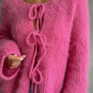 Engels patroon, vest met strikjes, breipatroon, gebreid vest, mohair vest, alpaca vest (Engelse PDF)