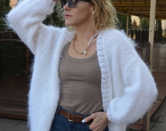 Mohair Cardigan Knitting Pattern: Beginner-Friendly Pattern (English PDF)