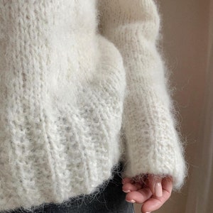 Knitting Pattern Mohair Sweater, Sweater Pattern, Mohair sweater, Alpaca sweater pattern, Easy pattern, Mohair chunky sweater knit pattern image 7